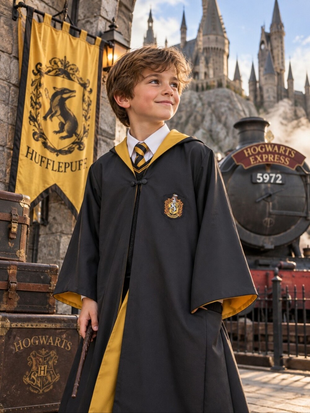 HARRY POTTER Hufflepuff Wizarding World Universal Studios Youth Robe XXXS